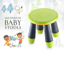 Compact foldable stool for children, ideal for easy storage and use.