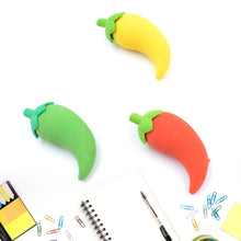 3D Fancy & Stylish Colorful Chili Shape Erasers, Mini Eraser Creative Cute Novelty Eraser for Children Eraser Set for Return Gift, Birthday Party, School Prize, (3 pc Set)