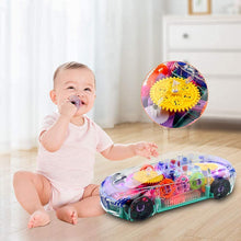 Automatic 360 Degree Rotating Transparent Gear Concept Car with Musical and 3D Flashing Lights Toy for Kids Boys & Girls (Multicolor / Battery Not Included)