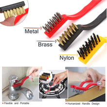 Cleaning brush set with mini wire brushes for tough jobs