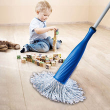 Wooden rod with cotton mop, versatile broom for cleaning bottles.