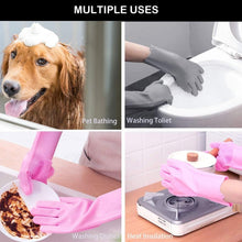 Reusable silicone glove for washing dishes, left-handed