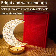 Crystal Table Lamp | Moon Shape Touch Control Lamp with 3 Color | Metal Bedside Lamp for Kids Bedroom Romantic Desktop Nightstand | Stepless Dimming USB Charging Touch Night Light