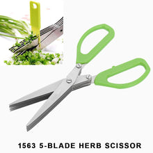 Herb scissors with 5 stainless steel blades, detailed view