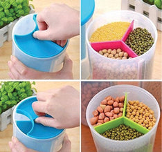 Multi-compartment storage container with airtight seal for freshness.