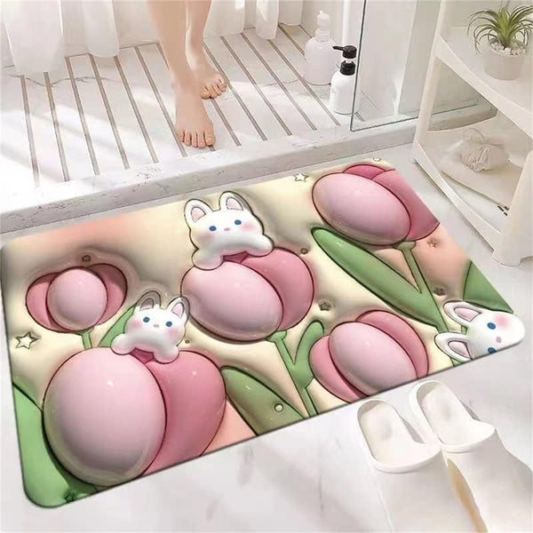 Non-slip stone bath mat for bathroom