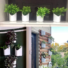 Plastic planter pot for vertical garden setup.