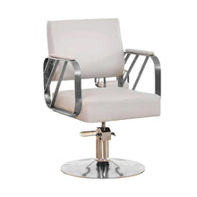 Modern office chair with hydraulic lift, available in silver and gold, suitable for various settings.